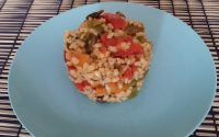 Arroz con pimientos y champiñones