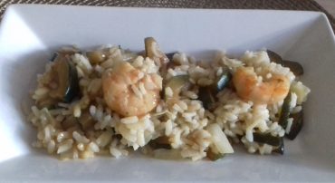 risotto de calabacín con gambas