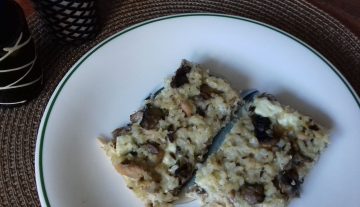 pastel de atún, arroz y queso