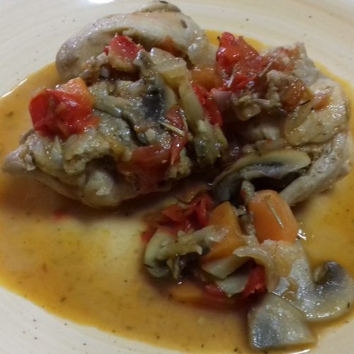 Conejo con champiñones