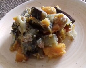 pisto de calabaza y atún