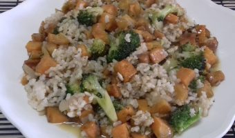 arroz integral con brócoli y boniato