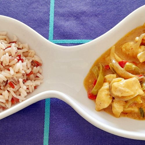 Curry de pollo con pimientos