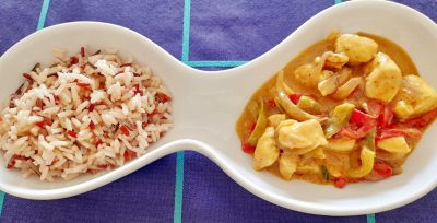Curry de pollo con pimientos