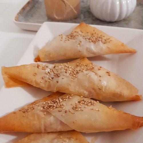 Samosas crujientes de pollo