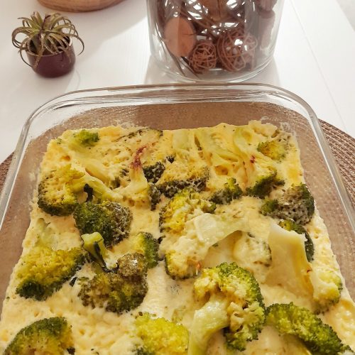 Pastel de brócoli con queso en microondas