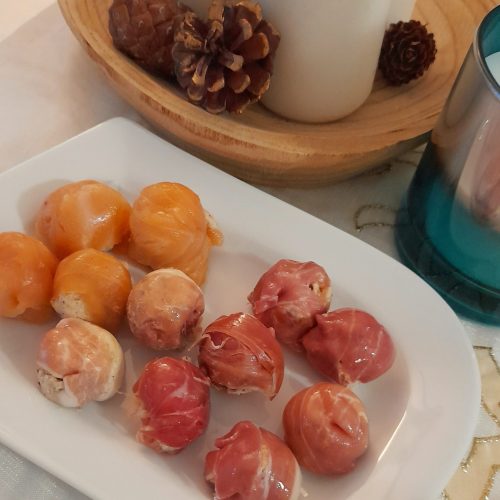 Bombones de jamón y de salmón ahumado