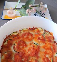 Lasaña de calabacin, jamón y queso