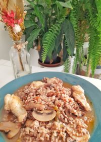 Arroz con setas y pollo