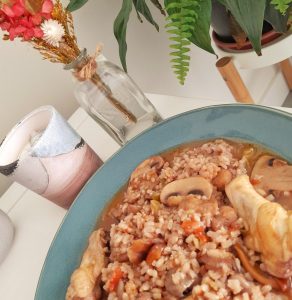 Arroz con setas y pollo