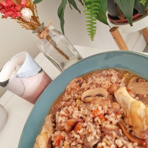Arroz con setas y pollo
