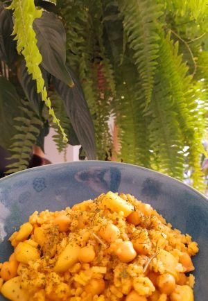 Arroz con garbanzos y sepia